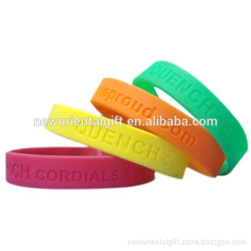 colorful custom custom text and logo debossed silicone bracelet